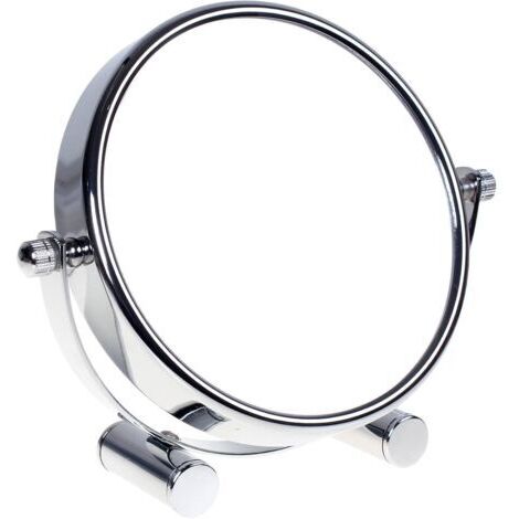 BUNTHAUS Miroir cosmétique sur Pied, Grossissement x5, Compact Miroir de Table, 6 inch, orientable sur 360°, 100% et 500%, Chrome, Miroir de Ø 15,3 cm
