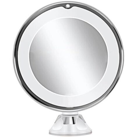 BUNTHAUS Miroir de maquillage grossissant x10 avec lumière LED à contrôle tactile, bras rotatif à 360 degrés et ventouse puissante pour la maison, salle de bain et voyage