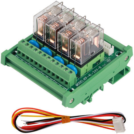 BUNTHAUS Module d'interface d'alimentation à 4 canaux, 16 A, relais DC 12 V, montage sur rail DIN