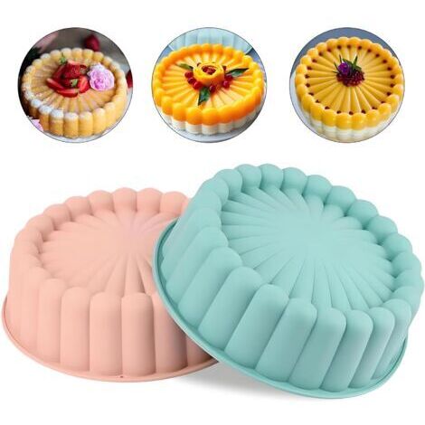 BUNTHAUS Moule à Gateau En Silicone Rond 7.28 Pouces, Antiadhésif Réutilisable Moules à Gâteau Cannelé,Moule Layer Cake Pour Cheesecake Tarte Flan Pain D'Anniversaire Noël