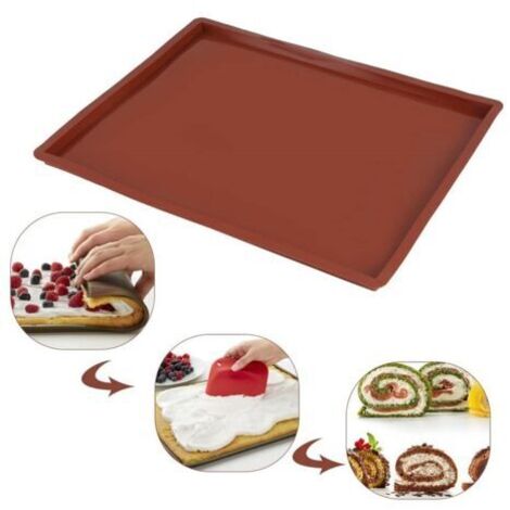 BUNTHAUS Moule Genoise Rebords 37.5x30x1.8cm Silicone Tapis Cuisson anti-débordement Tapis a Rouler Genoise Silicone Rectangulaire Moule Genoise Plaque Haut