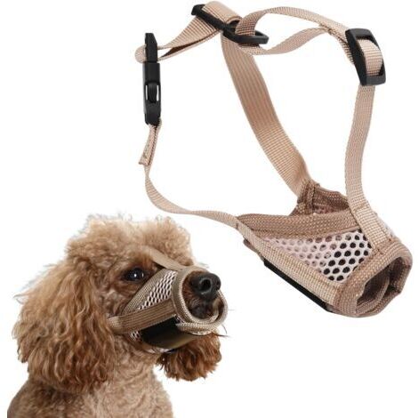 BUNTHAUS Muselière pour Chien, Douce Muselière pour Chien pour Arrêter de Mâcher avec Maille Respirante et Barre de Tête Stable Muselière Anti-Aboiement Muselière en Maille pour Petits Chiens (Kaki,XS