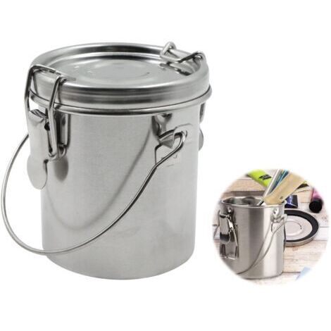 BUNTHAUS Nettoyeur Pinceau Seau de Lavage - Peinture à Huile Bac avec Couvercle Pinceaux en Acier Inoxydable Portable Antifuite Poignée Filtre Double Paroi Réservoir Nettoyage (1 Pièce)