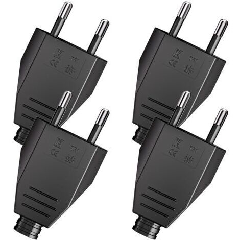 BUNTHAUS (Noir)4 Pièces Fiche Européenne Plate, Prise Electrique Male 250V 2.5A, Fiche Euro Schuko Fiche D'alimentation Domestique Décorative à Encastrer ou à Remplacer