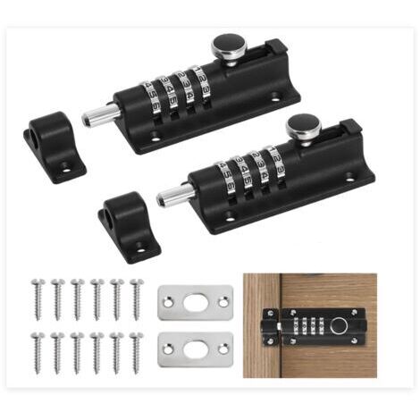 BUNTHAUS (Noir)Loquet de Verrouillage à Combinaison 2 Pièces, Verrou de Porte Combinaison à 4 Chiffres, 120mm Verrou de Porte à Code pour Hangar/Jardin/Garage/Coffre