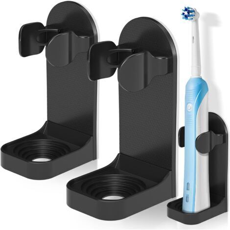 BUNTHAUS NoirSupport Brosse a Dent Electrique, HOMMAND Porte Brosse à Dents Electrique Lot de 2, Support Mural Brosse a Dent Electrique Adhésif Solide Réglable Organisateur Brosse a Dent de Salle de B