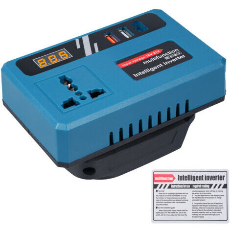 BUNTHAUS ‌Onduleur de Batterie 18V/21V vers AC 220V 150W‌ - Onde Modifiée, avec 2 Ports USB, 1 Port Type-C, Prise 220V, Écran LCD, pour Outils Makita, Camping, Chargeurs de Téléphone