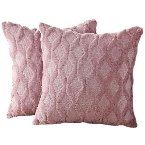 BUNTHAUS Pack de 2 peluches douces en velours de laine courte décoratif Jeter housses d’oreiller de style luxe Housse de coussin coque
