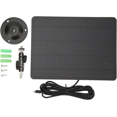 BUNTHAUS Panneau solaire pour camping-car, panneau de chargeur de batterie solaire mono haute efficacité avec support, cble de charge de 3 mètres pour surveillance de caméra extérieure de camping-