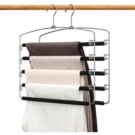 BUNTHAUS Pantalons Cintres Multicouches Anti-Glisse Garde-Robe Organisateur de Rangement pour Jeans Pantalons Foulard Jupes Pack 2