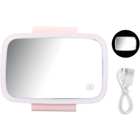 BUNTHAUS Pare-soleil de voiture, miroir de maquillage, éclairage LED périphérique, écran tactile, installation facile grâce à son clip arrière rétractable, rose
