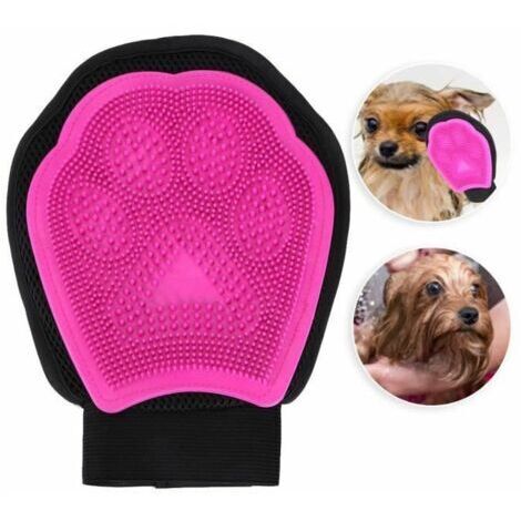 BUNTHAUS Pet Chien Chat Respirant Gant De Massage Toilettage Cheveux Peigne De Nettoyage Brosse De Bain( Rose )