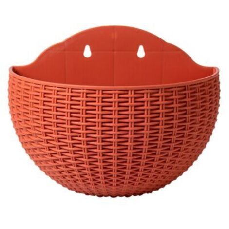 BUNTHAUS Petit pot de fleur hydroponique vert foncé imitation rotin suspendu, pot de fleur semi-circulaire sans poinçonnage suspendu adapté à la plantation de décoration de jardin