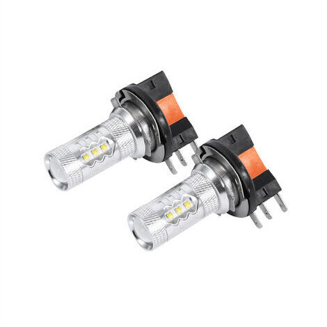 BUNTHAUS Phares de voiture, lampe frontale 80 W 1200 lm blanc pur 16 LED type culot H15 pour