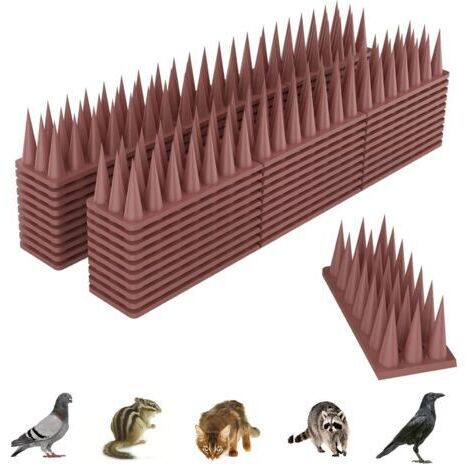 BUNTHAUS Pic Anti Pigeon, 5.7M Anti Pigeon pour Balcon Plastique, Repulsif Chat Kit, Repulsif Oiseaux pour Effrayer, Corbeaux, Moineaux, Chats - 20 Pièces Brun