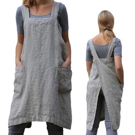 BUNTHAUS Pinafore Tablier pour femme avec poches pour le travail, le jardinage, la cuisine, la peinture, la pâtisserie