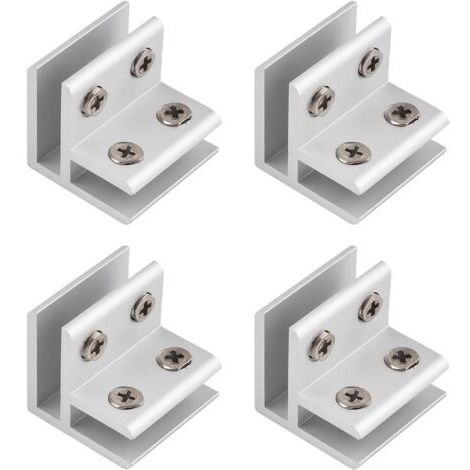 BUNTHAUS Pince en verre, Lot de 4 pinces ajustables à 90 degrés en alliage d'aluminium pour support d'étagère en verre, Connecteur pour verre de 58 mm d'épaisseur