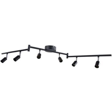 BUNTHAUS Plafonnier LED 6 Spots Orientables Blanc du Jour 6 X Ampoules GU10 Applique, tête d\\'éclairage rotative flexible pour studio de cuisine 85-265V, Noir