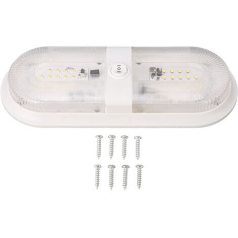 BUNTHAUS Plafonnier LED à Double dôme, 560lm, pour camping-car, avec interrupteur, pour remorque, camping-car, 10 à 24V