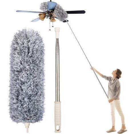 BUNTHAUS Plumeau Poussière, Plumeau Microfibre, Plumeau Extensible de 30 à 100 \"pour Nettoyer Les Ventilateurs de Plafond, Les Stores, Les plinthes
