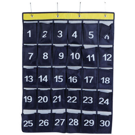 BUNTHAUS Pochette de rangement murale à 30 compartiments avec porte-téléphone et numérotation, bleu marine