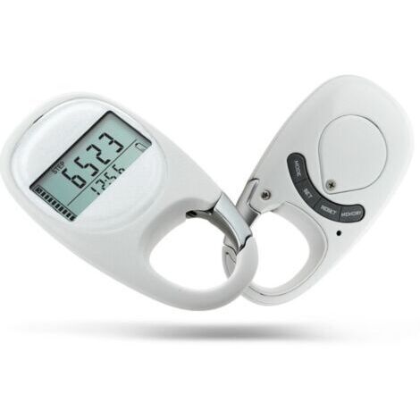 BUNTHAUS Podomètre portable  blanc  version française, compteur de pas multifonctionnel / distance de marche / compteur de calories, unisexe