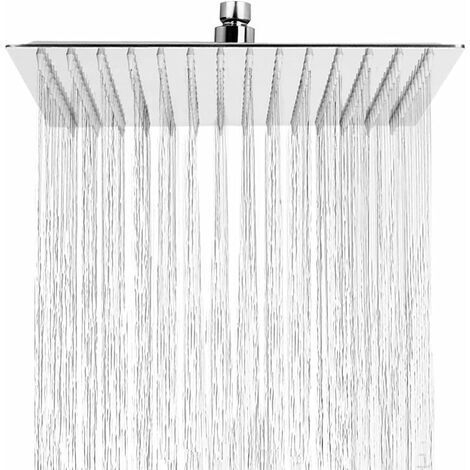 BUNTHAUS Pommeau de Douche Anti-Calcaire, Tête de Douche Pluie Economiseur d'Eau avec Buse en Acier Inoxydable 12 pouces/30cm finition Chrome Poli (Miroir), Carré