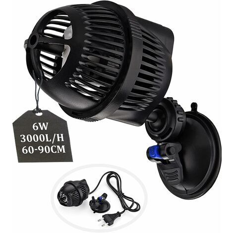 BUNTHAUS Pompe à vagues pour aquarium 3000L/H 6Watt JVP-101A Pompe de circulation pour aquarium de 60 à 90 cm, adaptée à l'eau douce et à l'eau salée avec ventouse