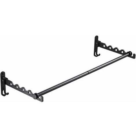 BUNTHAUS Portant à Vêtements Mural, Pliable Tringles à Vêtement Cintre Pliant Mural, Porte-Vêtements de Mur en Métal, Étendoir Séchoir à Linge pour Chambre Bain, 80 cm Long Noir