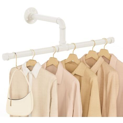 BUNTHAUS Portant mural pour vêtements, lot de 1, porte-manteau mural amovible de 51 cm, pour salon ou chambre, blanc