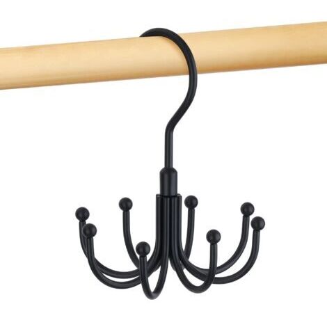 BUNTHAUS Porte Ceinture pour Placard, Rotatif en Métal, Gain De Place, Rangement Ceinture, Porte Cravate, Capacité Maximale De 24 Ceintures, Noir, 1 Unité