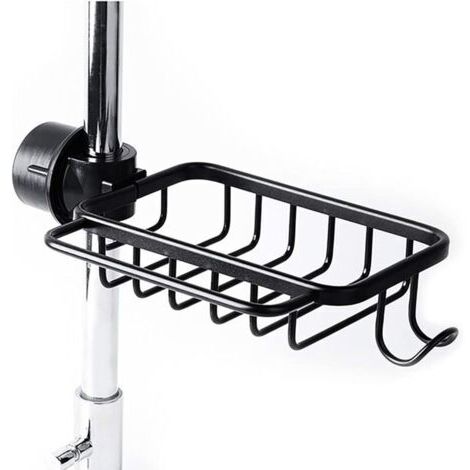 BUNTHAUS Porte-Éponge De Robinet Avec Crochet, Panier En Aluminium, Support De Rangement Pour L\\'Évier De Cuisine, Support De Douche, ÉtagèRe Pour Savon Ou Shampoing (Noir-Améliorée)