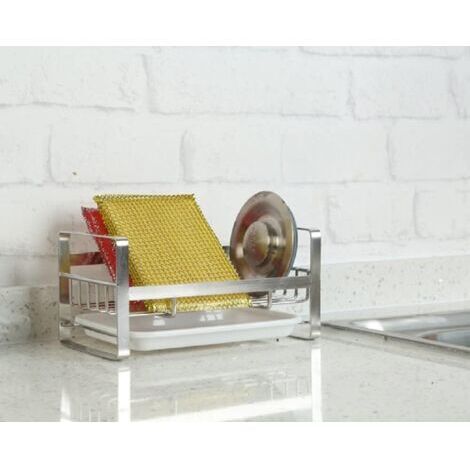 BUNTHAUS Porte Eponge,Acier Inoxydable304Organisation d'évier Rangement Support Eponge,Organisateur Evier Cuisine Bac Collecteur Amovible Etagère en éponge,pour Cuisine éponge,Porte Savon