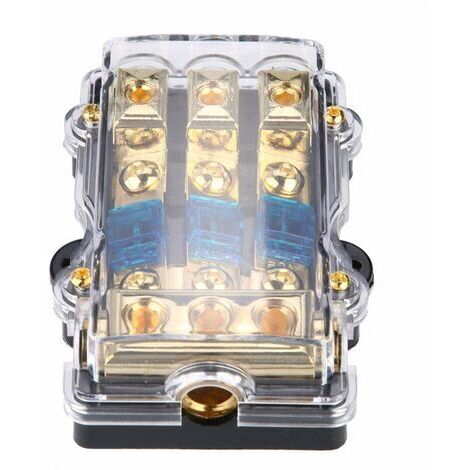 BUNTHAUS Porte-Fusible, 24 V 60A Bloc de Distribution de Fusible Boîte à Fusibles de Circuit Audio Stéréo Automatique 1 Sortie sur 3 Porte Fusible