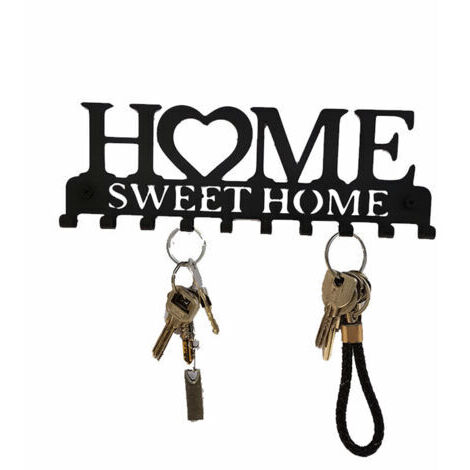 BUNTHAUS Porteclés lettre décorative (noir), porteclés avec 10 crochets, porteclés de décoration murale moderne