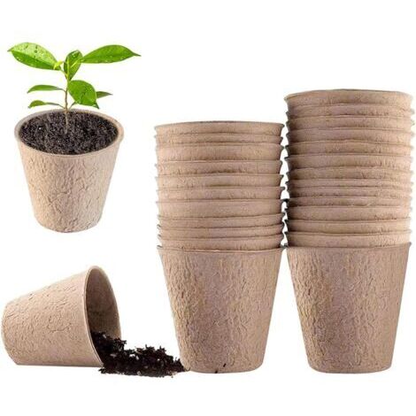 BUNTHAUS Pots de Culture Biodegradable,Lot de 20 Pots de Semis de Plante,5.5CM Pot de Culture pour Semis,Godets de Rempotage Degradable,Peti Pot pour Plantation,pour Jardin,Potager,Serre