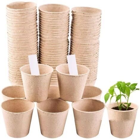 BUNTHAUS Pots De Semis De 6 Cm, 40 Pièces, Kit De Plateau De Démarrage De Graines De Plantes, Pots De Démarrage De Graines, Pots De Plantes Biodégradables, Outils De Semis Pour Jardin, Germination, Pé