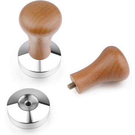 BUNTHAUS Presse à Café en Acier Inoxydable 51mm, Pilon à Café en Poudre, Presse a Cafe, Espresso Café Sabotage, Accessoires de Cuisine avec Manche en Bois, pour Le Bureau, La Maison, Les Fêtes