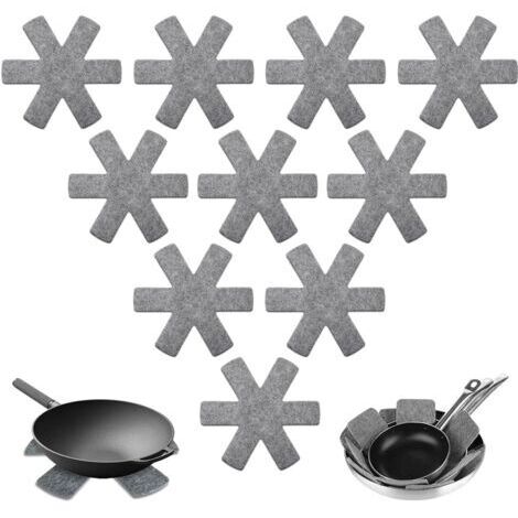 BUNTHAUS Protection Casseroles et Protège-Poêle, 10 Pièces Protege Poele Feutrine, Résistant à la Chaleur et Antidérapant Protection poele et Casserole, pour Éviter Les Rayures