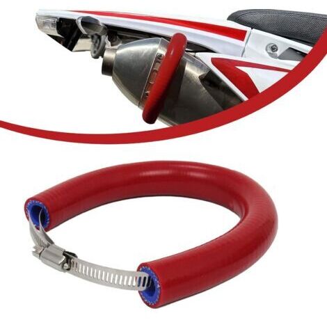 BUNTHAUS Protection d'échappement universelle réglable pour motos tout-terrain SX EXC CRF XR YZ YZF FE TE rouge