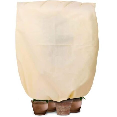 BUNTHAUS Protection hivernale pour plantes, sac de protection des plantes pour plantes en pot 240 x 200 cm avec cordon de serrage et disque de paillis de noix de coco