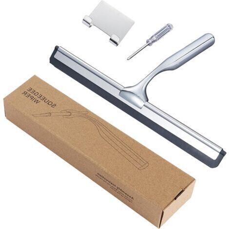 BUNTHAUS Raclette Douche, 25.8cm EssuieGlace de Douche en Acier INOX, Raclette Salle de Bain avec Crochet Collant, sans Perçage, Ergonomique, Convient pour Salle de Bain, Cuisine, Miroir, Fenêtre