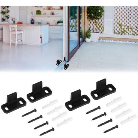 BUNTHAUS Rails de porte coulissante 4 pièces, rails de porte escamotable, rails de sol de porte, rails de sol de porte coulissante, portes d'armoire, portes en bois, bas de porte de grange coulissante