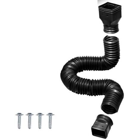 BUNTHAUS Rallonge de Tuyau de Descente de Gouttière, Rallonge de Tuyau de Descente Flexible Rétractable, Connecteur de Drainage d'eau de Pluie, Extensible de 20 à 59 Pouces, avec 4 Vis (Le Noir)