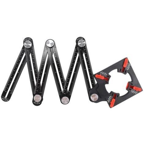 BUNTHAUS Règle de Mesure MultiAngles en Alliage d'aluminium, gabarit de perçage de carrelage à 6 Faces avec localisateur de poinçon pour Le Travail du Bois.