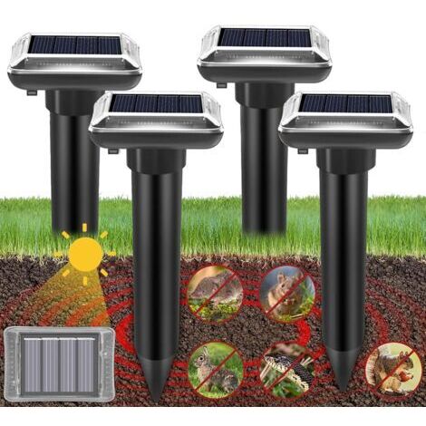 BUNTHAUS Répulsif Anti Taupes, Solaire,Ultrason 4 pcs,ultrasons borne pour Taupes, Serpents campagnols Gophers et Autres Répulsif