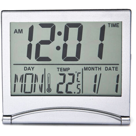 BUNTHAUS Réveil Numérique en Argent Écran LCD de Température Bureau par ,Horloge