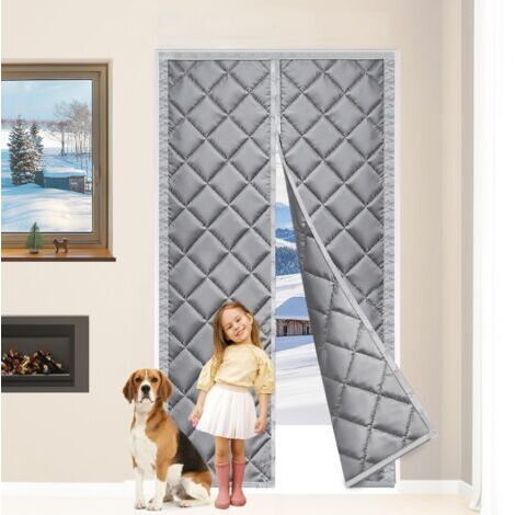 BUNTHAUS Rideau de Porte Isolant Thermique Magnétique 80 x 200 cm Rideau Thermique Porte D'entrée, Sans Perçage, Imperméable, Coupe Vent, Coupe Froid, Gris Foncé (80x200cm)
