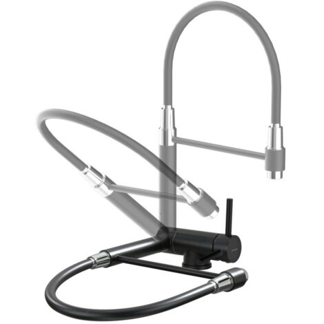 BuntHaus Robinet Cuisine Noir Mitigeur Cuisine Rabattable sous Fenêtre Robinet de Cuisine Pivotant à 360° Mitigeur Evier Cuisine en Acier Inoxydable