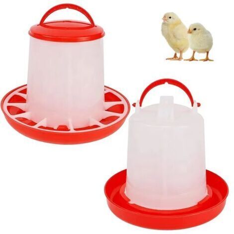 BUNTHAUS Rouge Distributeur automatique de nourriture et abreuvoir pour poulets de 1 l, distributeur automatique de nourriture et abreuvoir, abreuvoir automatique, kit mangeoire pour poules